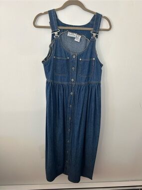 VINTAGE 100% cotton True Blue denim maxi dress size small